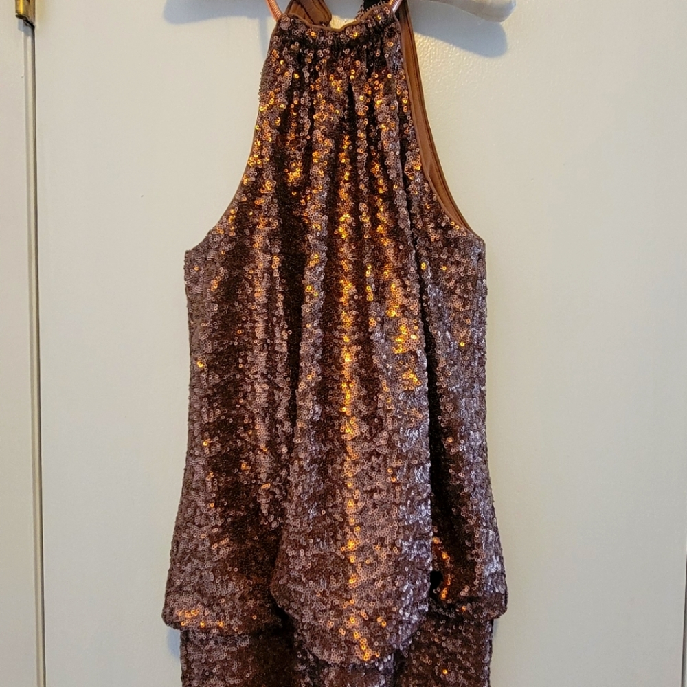 Bronze sequined Mini Dress
